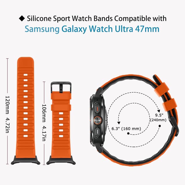 Detalle de Tasikar No Gap Bands soft silicone sport strap for Samsung Galaxy Watch Ultra 47mm (2024/2025)