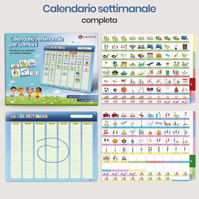 Thumbnail 6 de LIKARTO Calendario settimanale magnetico per bambini con 198 magneti 🧩