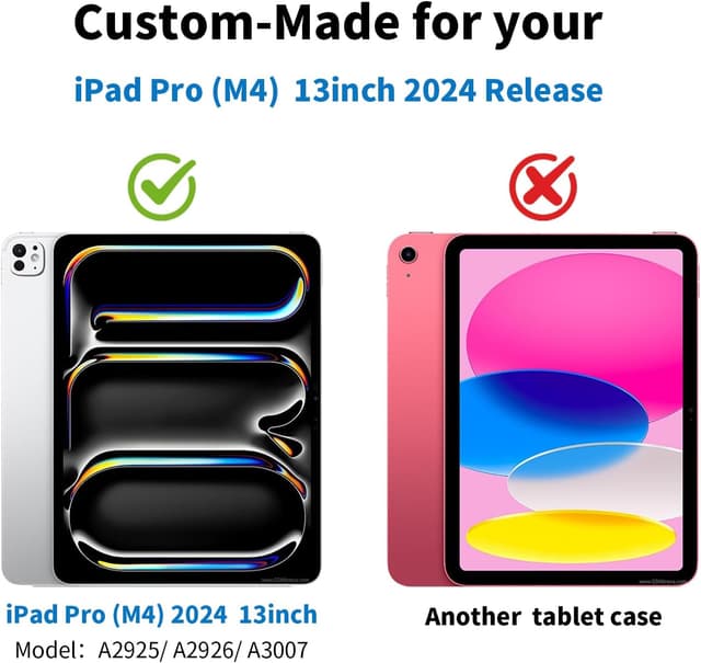 Detalle de ONETHEFUL Hülle für iPad Pro 13 Zoll M5/M4 (2025/2024) – Premium Pu Leder Flip-Case mit Ständer, Stifthalter und Tasche (Rot)