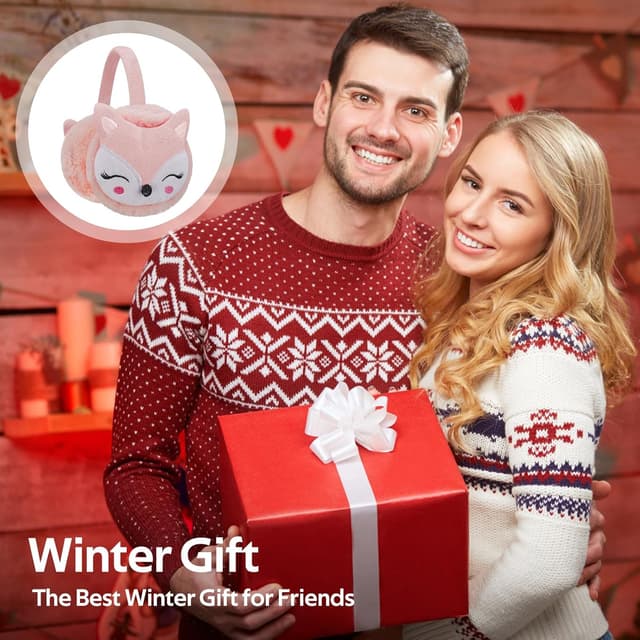 Detalle 2 de Uoimky Kinder-Ohrenwärmer mit Fuchs-Motiv – winddicht, weich & verstellbar