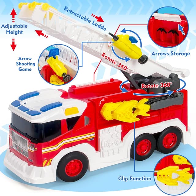 Thumbnail 2 de 15" Large Fire Truck Toy for Kids with Ladder