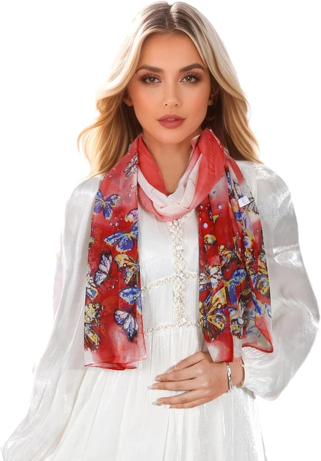 Detalle 2 de Lamca Chiffon Scarf (Ladies Scarves) – lightweight floral georgette scarf for women
