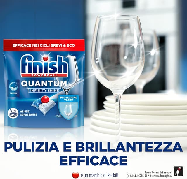 Detalle 2 de Finish Quantum Infinity Shine 83 pastiglie lavastoviglie