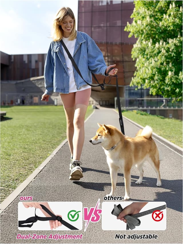 Detalle 2 de Heelay Freihändige Hundeleine (Crossbody) – 2,0–3,9 m, gepolsterter Griff, für 8–50 kg, schwarz