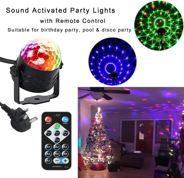 Detalle de Y.W.Licht Party Disco Ball Light (7 colours, sound activated, remote control)