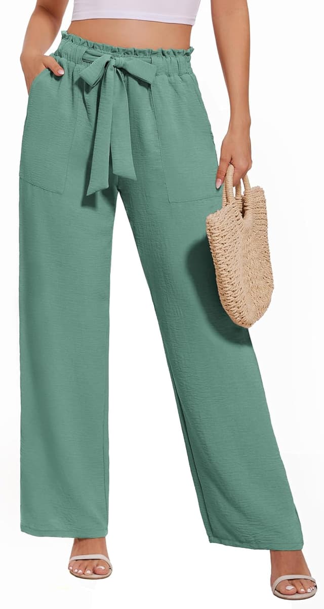 Detalle de Neineiwu Palazzo-Hose für Damen: High-Waist Wide Leg mit Taschen