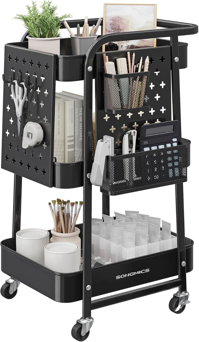 Detalle de SONGMICS LRC037B01 Rollwagen mit 3 Ablagen
