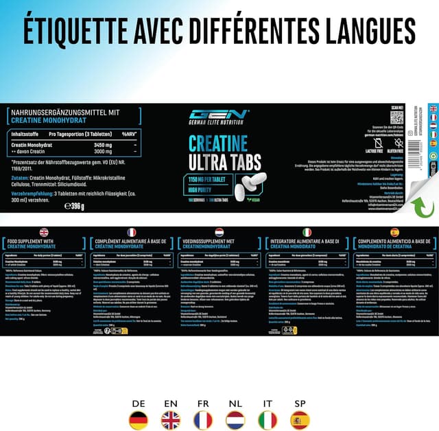 Thumbnail 5 de Creatine Ultra Tabs – 1500 mg créatine mono HQ? (oops)
Creatine Ultra Tabs 300 comprimés – créatine monohydrate 📋