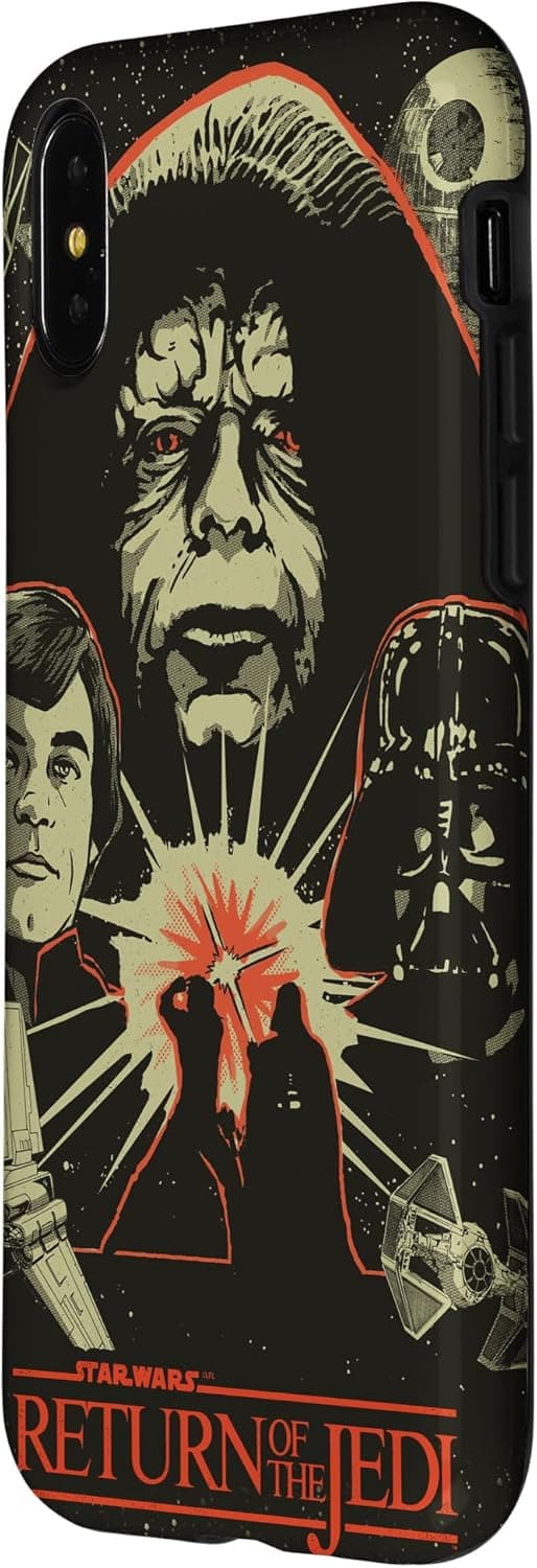 Detalle 2 de Custodia Star Wars Il ritorno dello Jedi per iPhone 15 Pro con Luke Skywalker e Darth Vader (stile portafoglio)