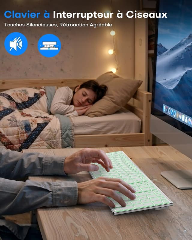 Thumbnail 6 de OMOTON Clavier sans fil aluminium pour Mac rétroéclairé AZERTY (2,4G & Bluetooth)