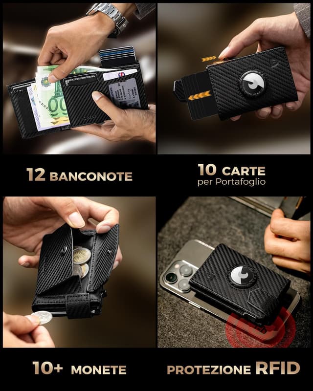 Detalle 2 de LORZOR Portafoglio Uomo Slim con Portamonete XXL 2 cm