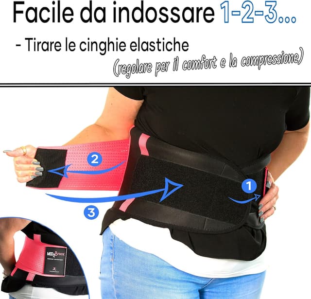 Detalle de MEDiBrace Fascia Lombare elastica con 4 stecche in plastica per supporto schiena e dolore da sciatica