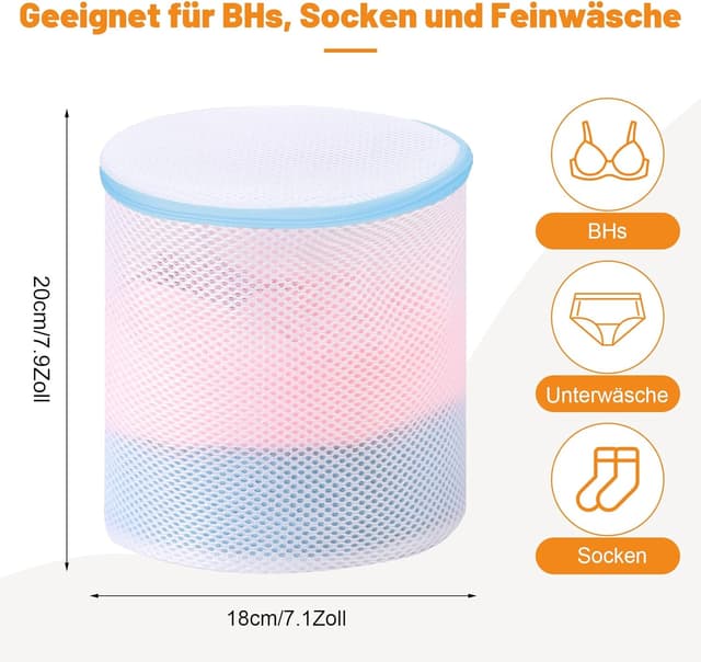 Detalle de Dntorx 3er-Set BH-Waschbeutel mit verstecktem Reißverschluss (18 x 18 x 20 cm), Wäschenetz für BHs, Unterwäsche & Socken – blau