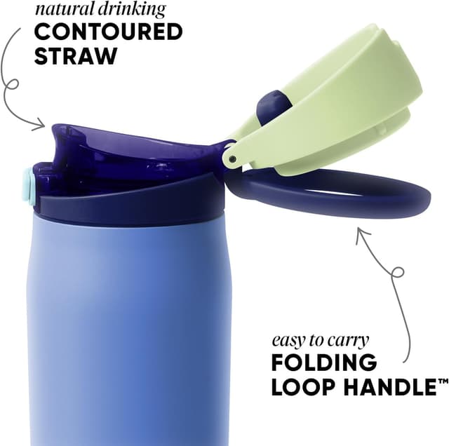 Detalle 2 de Borraccia Simple Modern Mesa Loop con cannuccia Neptune in acciaio inox isolata da 710 ml