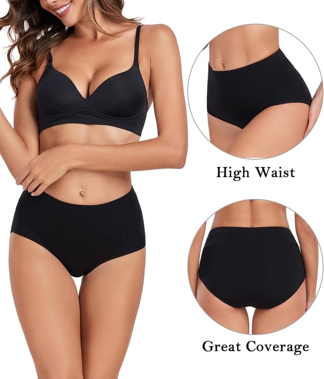 Detalle de wirarpa High Waist Cotton Knickers (Full Coverage Briefs) – plus size multipack
