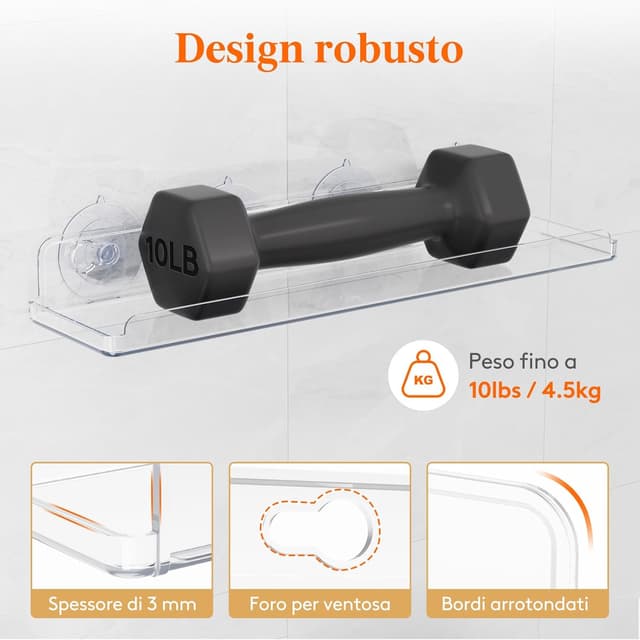 Detalle de Lifewit Ripiani galleggianti con ventose per piante da finestra, 3 confezioni da 38 cm