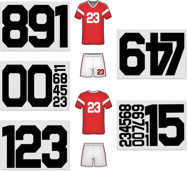 Thumbnail 6 de 34-Piece Iron-On T-Shirt Numbers (0–9) in Green, 8 inch & 2 inch heat transfer set