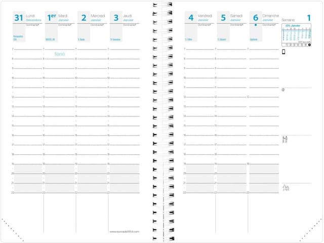 Detalle de Quo Vadis Agenda spiralé 2026 Time & Life Pocket (rose) — semainier 13 mois, 10x15 cm