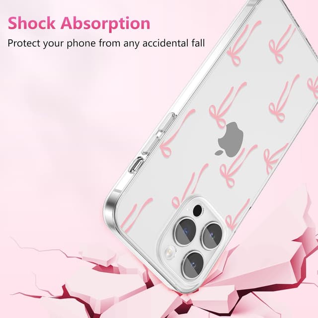 Detalle de ZTOFERA Durchsichtige Hülle für iPhone 15 Pro Max (6,7") mit Bowknot-Design – weiches TPU, stoßfest, hellrosa