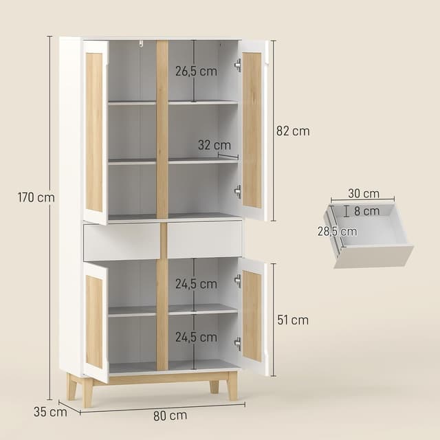 Detalle de HOMCOM buffet cuisine 80 x 35 x 170 cm