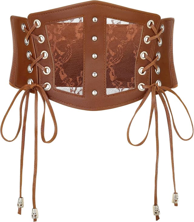 Detalle de XZQTIVE Women’s Corset Belt with Elastic Lace Waist Cinch for Costume & Casual Wear