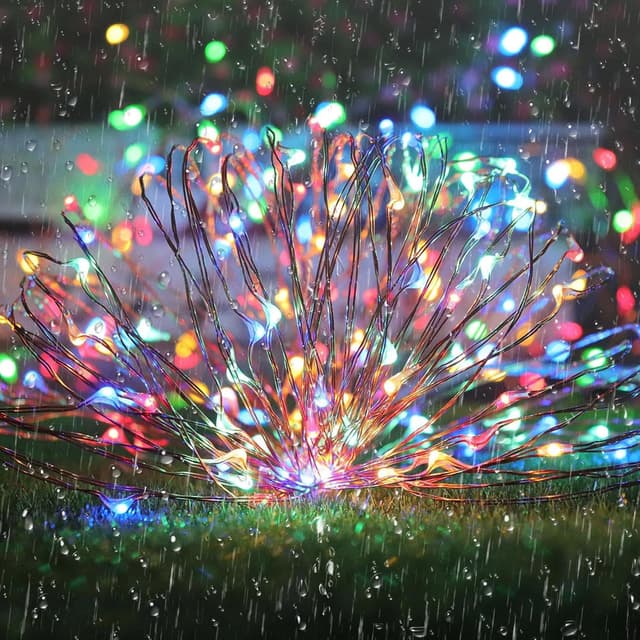 Detalle de Joomer Solar String Lights Outdoor (2 Pack, 80FT total, 240 LEDs) – Waterproof garden fairy lights with 8 modes