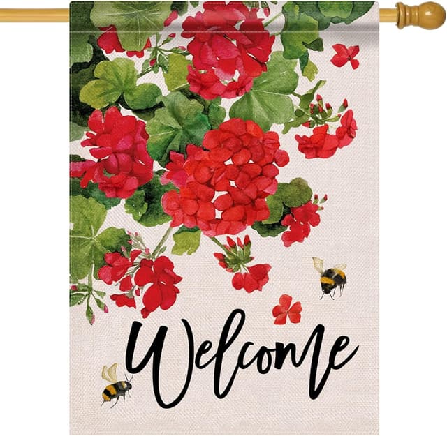 Imagen de Covido Welcome Summer Geranium House Flag 28 x 40 🏡 en OfertitasTOP
