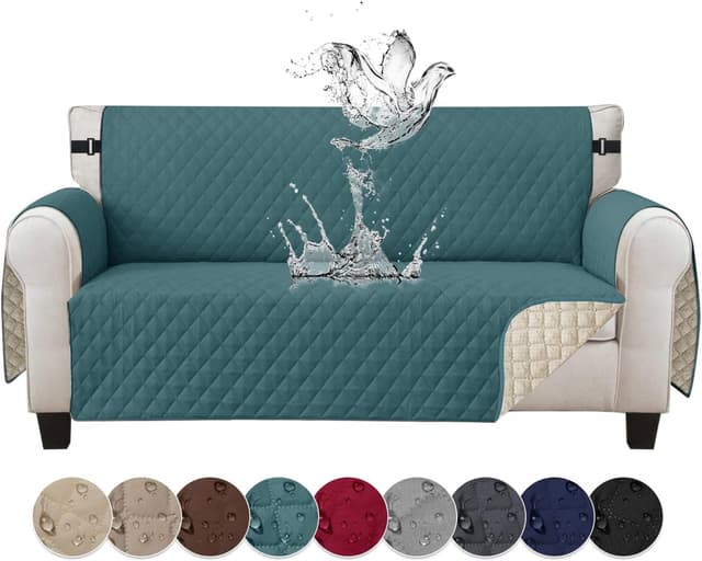 Detalle de Jaotto Copridivano Impermeabile 3 Posti con Braccioli, trapuntato e con tasche laterali (verde)