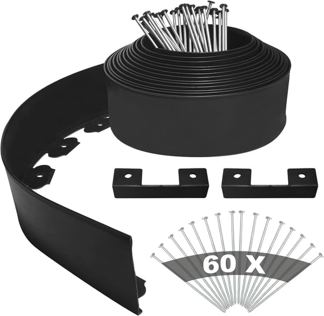 Detalle de Kit de bordure de jardin flexible YEEBECA (10 cm de hauteur, 20 m de longueur) avec 60 piquets