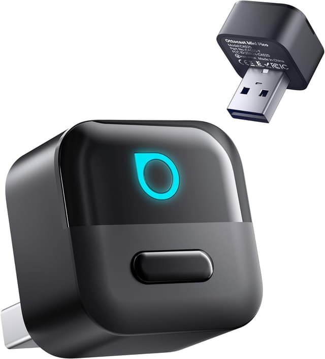 Detalle de Ottocast Mini Pico CarPlay/Android Auto wireless 2026: adattatore USB Plug & Play con dual-channel
