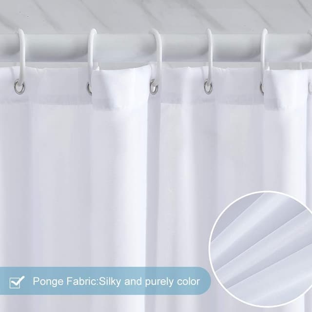 Detalle de Furlinic Petit rideau de douche anti-moisissure en polyester imperméable (100 x 200 cm) avec 6 crochets