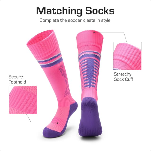 Detalle de DREAM PAIRS Youth Soccer Cleats with Socks — Firm Ground Cleats for Kids