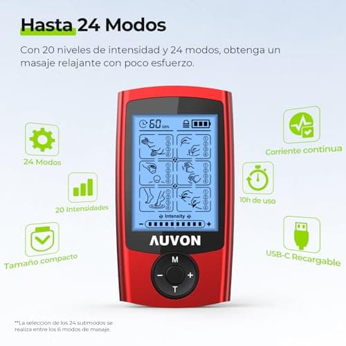 Thumbnail 5 de AUVON TENS Electroestimulador Recargable con 24 Modos 💪