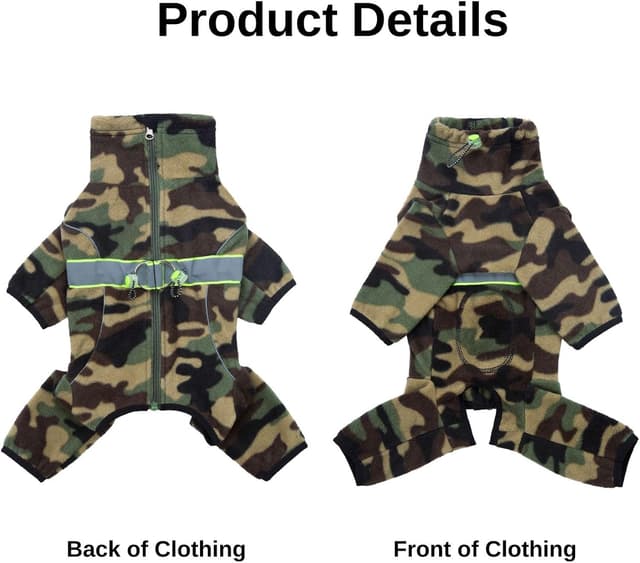 Detalle de BT Bear warm dog fleece winter coat/jumpsuit for small dogs (Size S, camouflage)