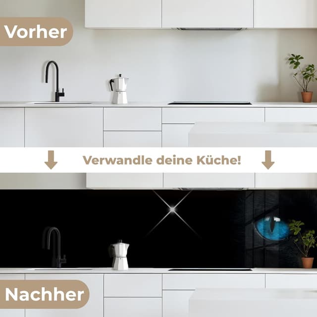 Detalle de KitchenYeah Rückwand Küche 80x500 cm – selbstklebender Rückwandschutz mit Glasoptik-Design