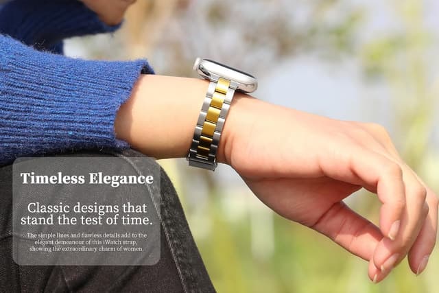 Detalle de Vamyzji slim stainless steel Apple Watch strap (compatible with 42/44/45/46/49mm models)