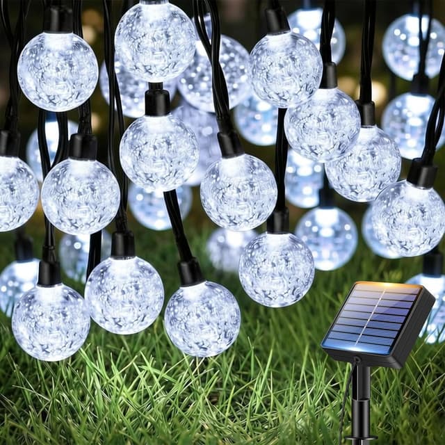 Detalle de btfarm Solar Garden String Lights (12.5m/41ft, 50 LED) – Waterproof Crystal Ball Fairy Lights with 8 Modes