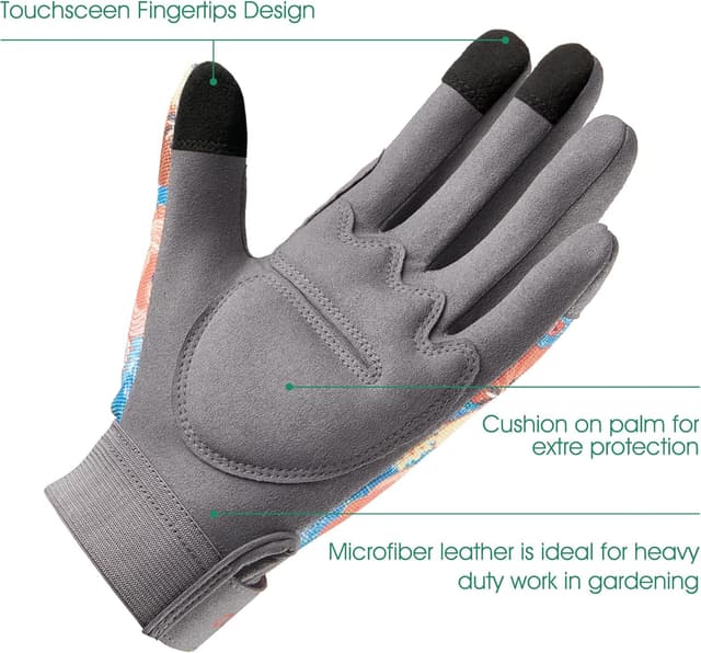 Detalle de COOLJOB Gartenhandschuhe für Damen mit Klettverschluss (S–M) – durchstichsichere Rosenhandschuhe aus Kunstleder, 1 Paar