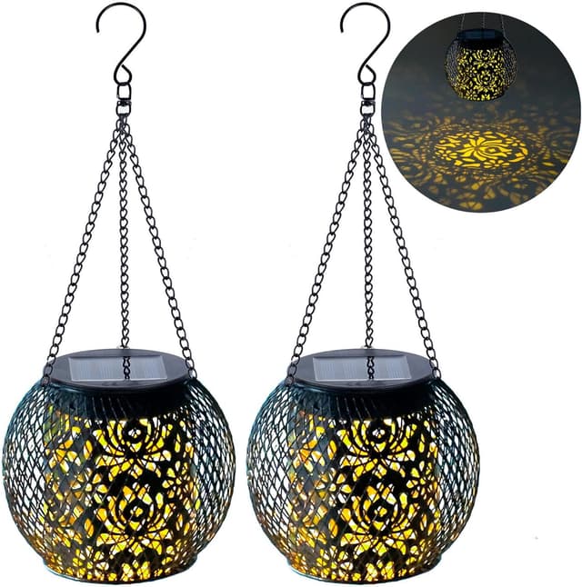 Detalle de GCCATE Solar Lanterns Hanging 2 Pack