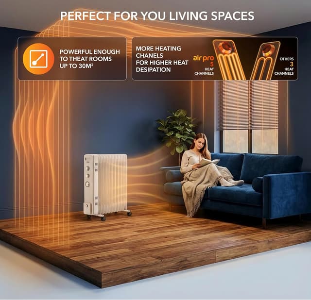 Detalle 2 de Air Pro Oil Filled Radiator 2500W Heater