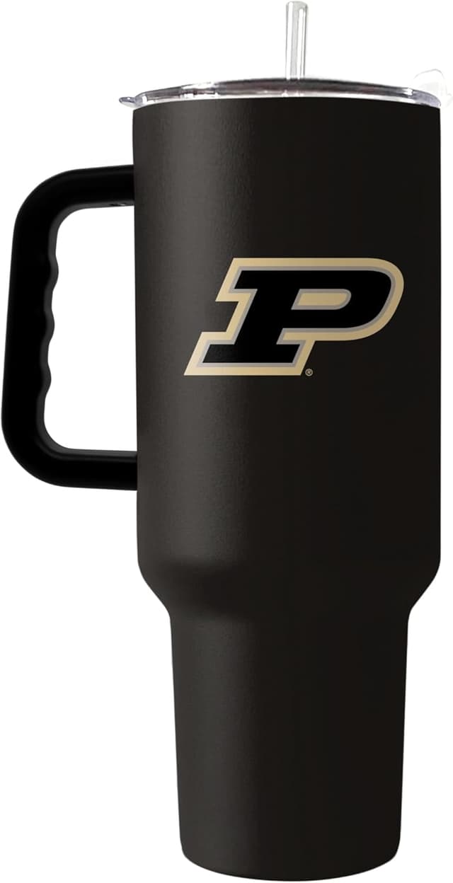 Detalle de Logo Brands NCAA 40 oz Tumbler with Handle and Straw Lid (Stainless Steel Insulated Travel Cup)