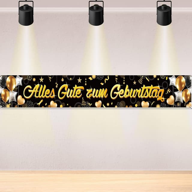 Imagen de DPKOW Geburtstags Banner Schwarz Gold 265×35cm en OfertitasTOP