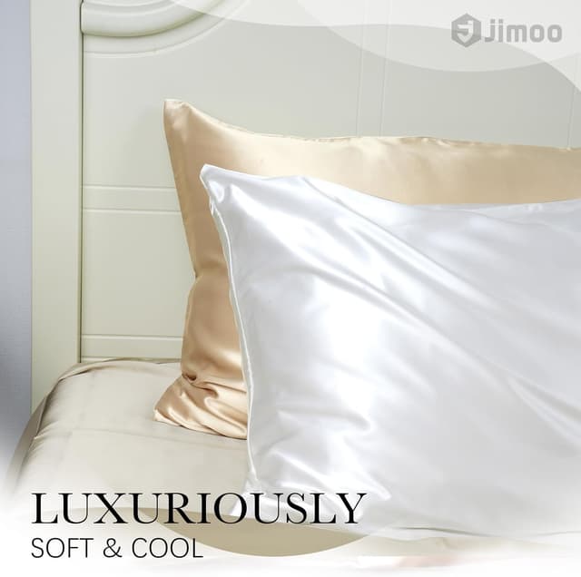 Thumbnail 6 de J JIMOO 100% Mulberry Silk Pillowcase (Queen 20×30) — Beige, 2-Pack, Both-Sided with Zipper