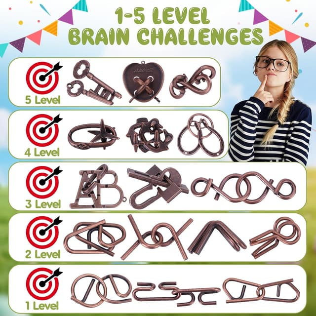 Detalle 2 de 16-Pack Easter Eggs Filled with Brain Teaser Puzzles (Plastic Eggs + Metal Wire/3D Block Puzzles)