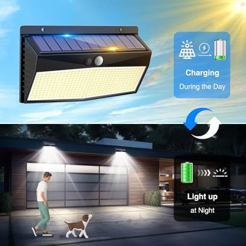 Detalle de Peasur Luz Solar LED Exterior para Jardín con sensor de movimiento (368 LED, 2 unidades, IP65)