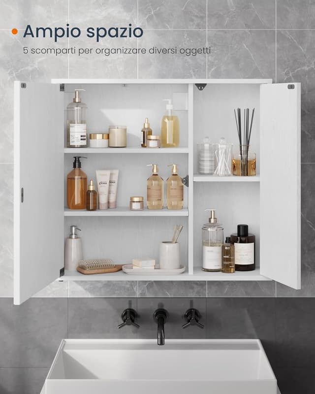 Thumbnail 4 de SONGMICS HOME Mobiletto da Bagno con Specchio 15x60x55 cm