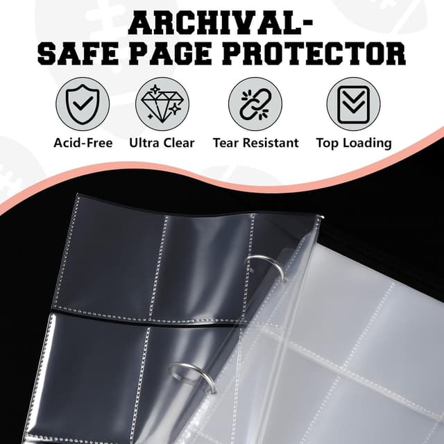 Detalle de Baseball Card Binder (9-Pocket, Zipper Zip Binder) with Up to 900 Storage Pages