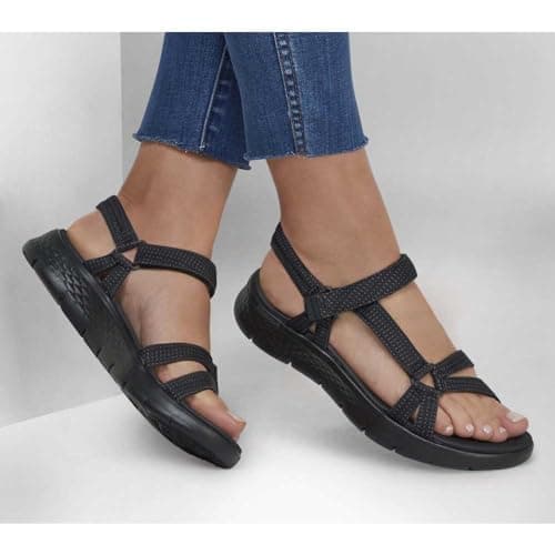Detalle de Skechers Go Walk Flex Sandal de mujer en tela negra (talla 39 EU)
