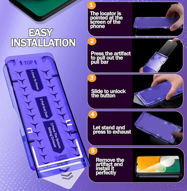 Detalle 2 de RKINC 3er Set Panzerglas Schutzfolie für Samsung Galaxy A13 5G / A13 4G / A04s (0,33 mm) mit Applikator