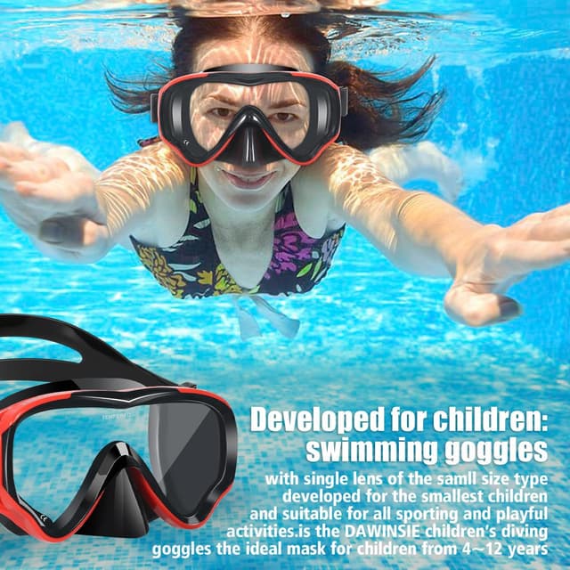 Detalle de HIKOTEY Schnorchelset Kinder (Trocken) mit Anti-Fog Panorama- Tauchmaske